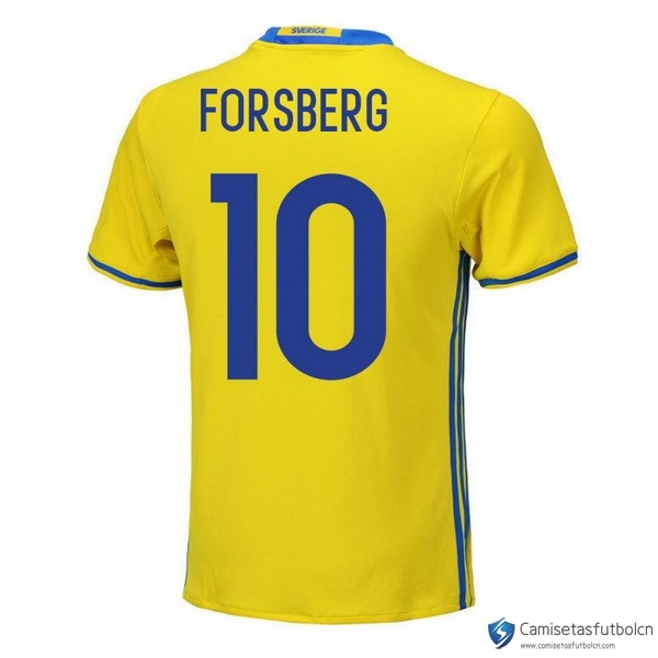 Camiseta Seleccion Sweden Primera equipo Forsberg 2018 Amarillo